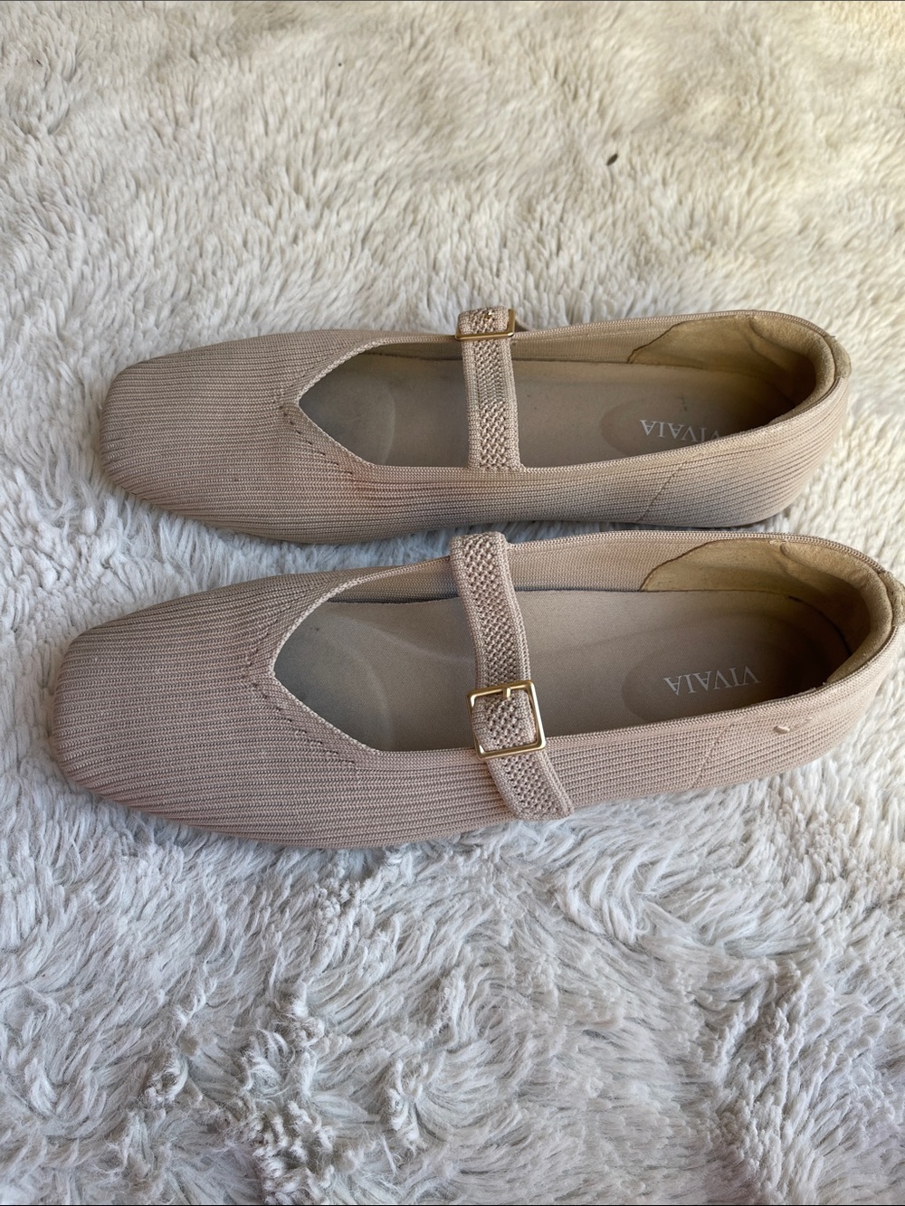Vivaia Margot Mary-Jane Square Toe Ballet Flats in Cream Size 39.5 - Picture 10 of 11